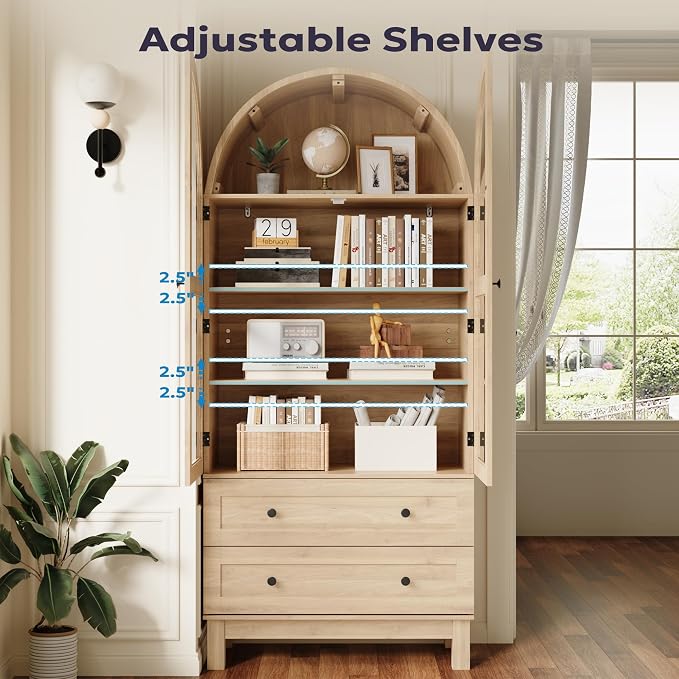 71" Tall Arched Kitchen Pantry, Kitchens Pantry Storage Cabinet - Image 3