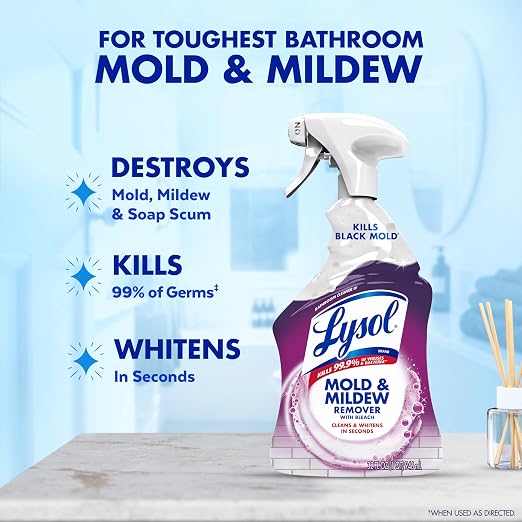 Lysol Mold & Mildew Remover Spray, Bathroom & Shower Cleaner, Disinfectant Spray - Image 2