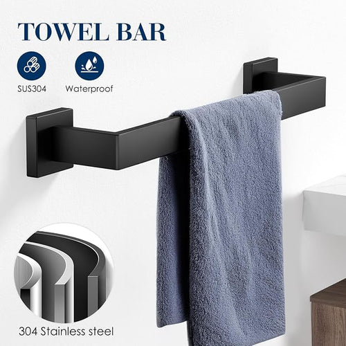 10-Pieces Towel Racks for Bathroom, Matte Black Bathroom Accessory Set - Image 2