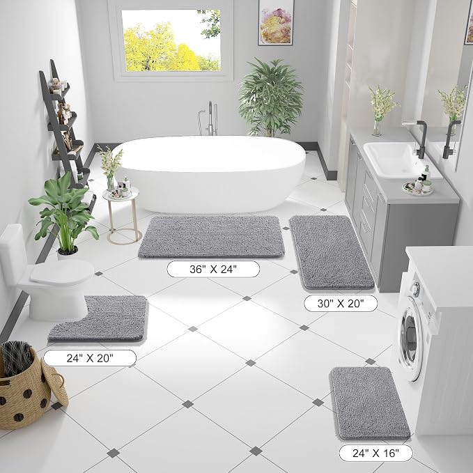 OLANLY Bathroom Rugs 35x24, Extra Soft Absorbent Chenille Bath Rugs, Rubber - Image 2