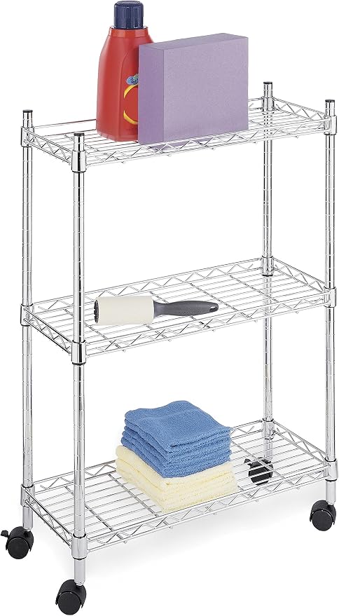 Whitmor 3 Tier Shelving Unit, Metal Storage Shelves, Adjustable Heavy Duty Shelf by Whitmor