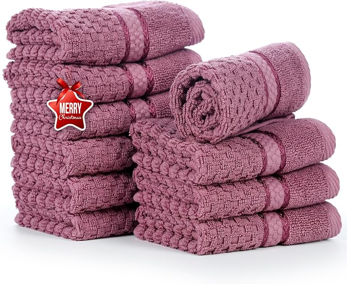 Ample Decor Grape Purple Wash Cloth Set of 10 100% Cotton by AmpleDecor