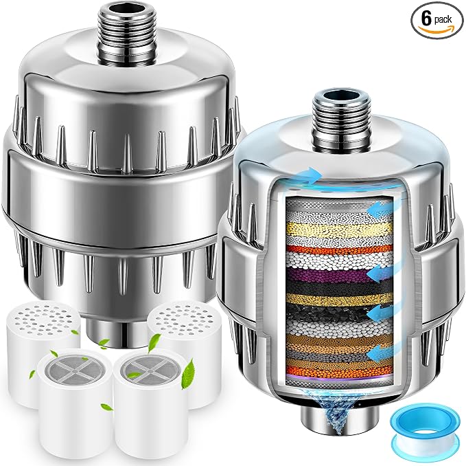 2 Pcs Shower Filter with 4 Pack 20 Stage Shower Filter Replacement, Heavy Duty by Clickhere