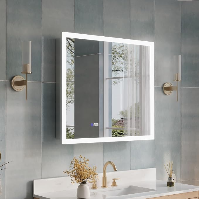 WELLFOR 36 x 32 Inch LED Medicine Cabinet - Image 4