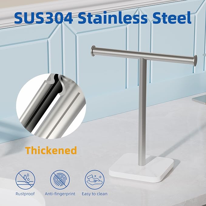 RUACQ Hand Towel Holder, T-Shape Free Standing Hand Towel Holder Stand - Image 4