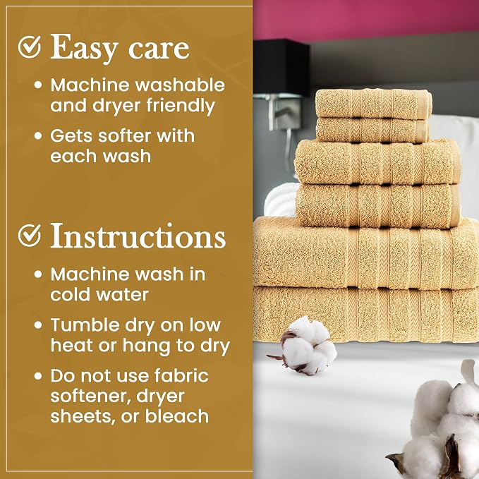 HALLEY Turkish Towels Set 650 GSM Highly Absorbent Super Soft 100% Cotton - Image 5