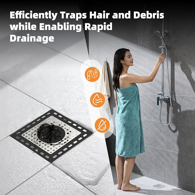Hibbent 2 Pack Upgraded Shower Drain Hair Catcher, Shower Drain Cover - Image 9