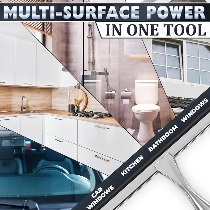 12 Inch Silver All-Purpose Stainless Steel Shower Squeegee - Image 6