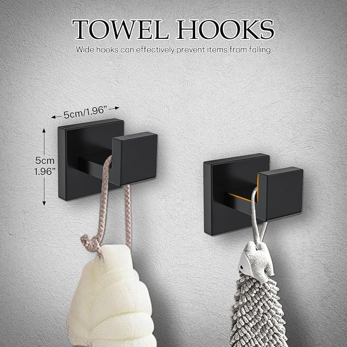 Matte Black Bathroom Hardware Accessories Set 10-Pieces Black Towel Bar Set - Image 5