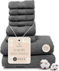 MAURA Grey Bath Towel Set of 8 for Bathroom. Turkish Cotton Luxury Bath Towels. by MAURA