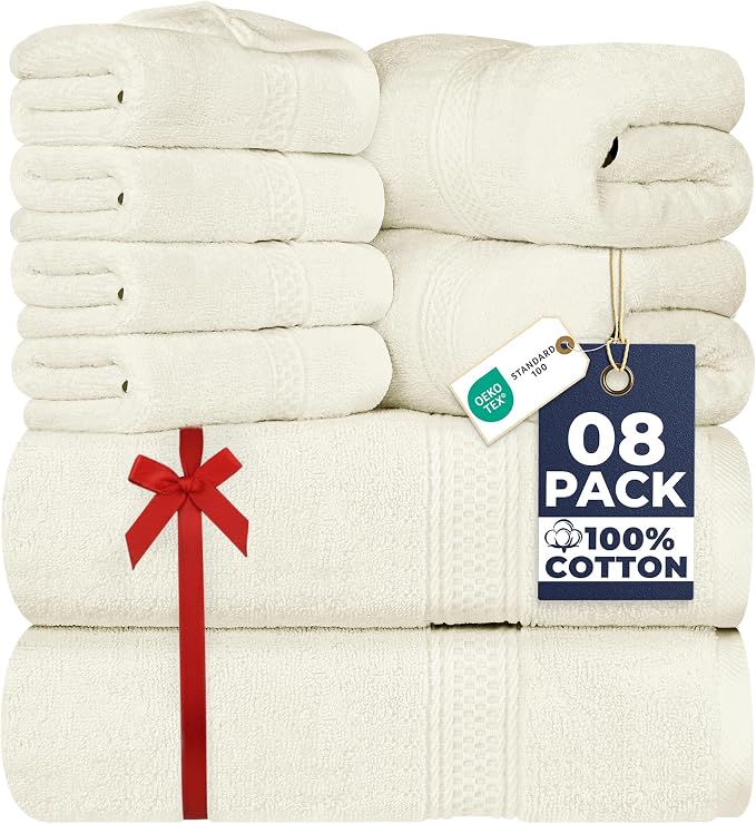 Utopia Towels 8 Piece Luxury Towel Set – Majestic Plush, Super Absorbent & by UTOPIATOWELS