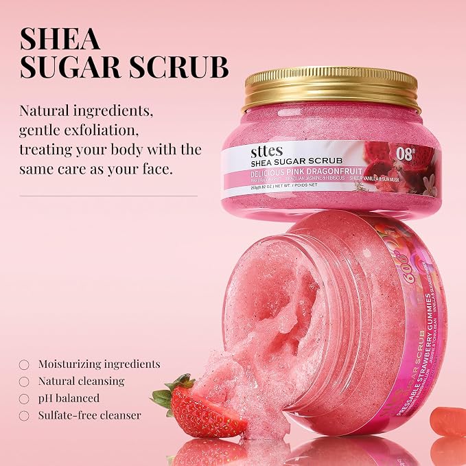 Sttes Shea Sugar Body Scrub 08 – Tropical Fruit Scent Shower Treatment 250g - Image 4