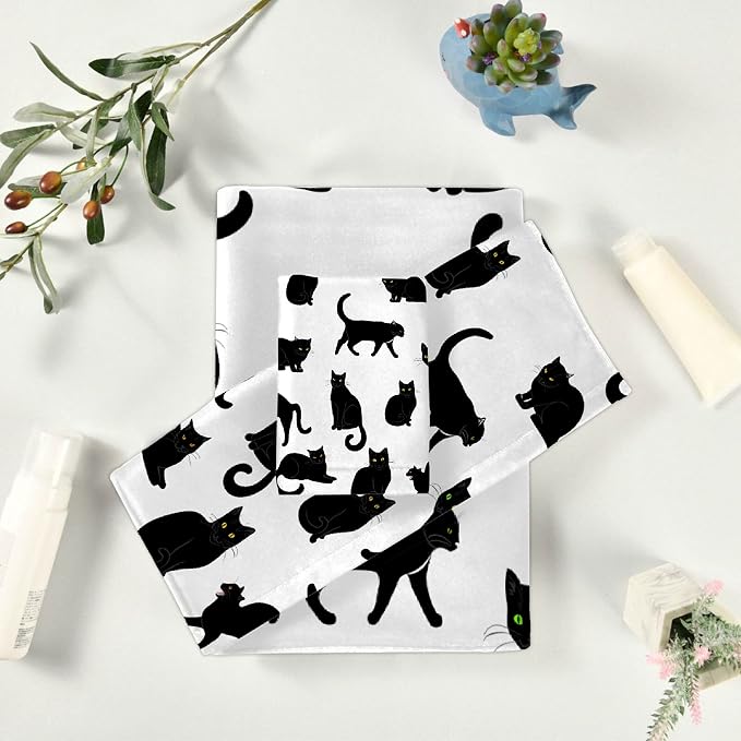 Black Cats 3 Piece Towel Bathroom Sets, 1 Bath Towel, 1 Washcloth, 1 Hand Towel - Image 7