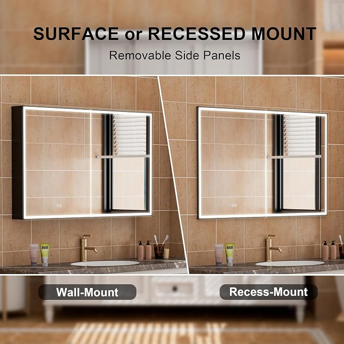 WELLFOR 48" X 30" LED Mirrored Medicine Cabinet, Medicine Cabinets - Image 9