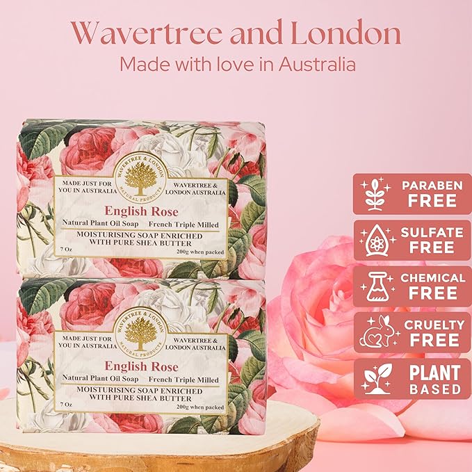 Wavertree & London English Rose Scented Natural Soap Bars - Image 2
