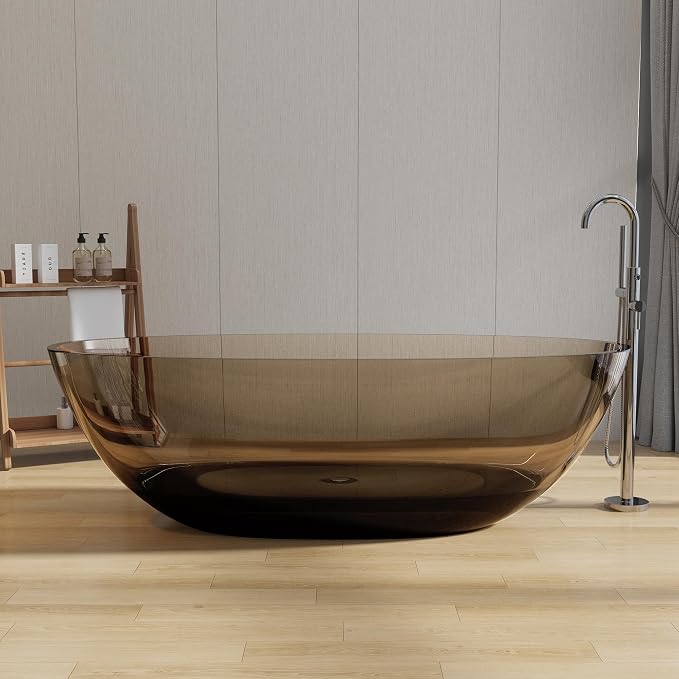 Stone Resin Freestanding Bathtub 71", Elegant Oval Shape Soaking Tub, Solid by MEDUNJESS