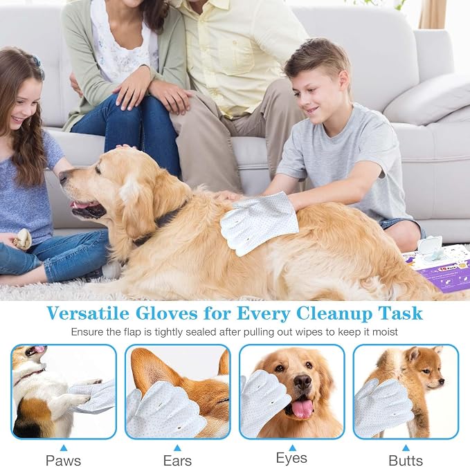 Dog Cleaning Gloves Wipes 15pcs Deodorizing Disposable Pet Grooming Bathing - Image 5