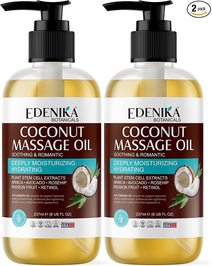 Tropical Coconut Massage Oil for Massage Therapy, Soothing Massage Oil by EdenikaBotanicals