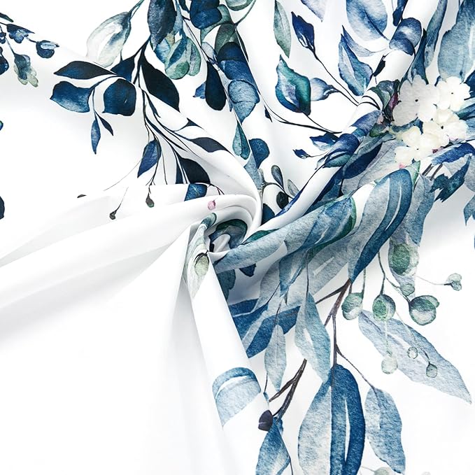 Gibelle Small Stall Shower Curtain 36 x 72, Narrow Blue Floral Shower Curtain - Image 2