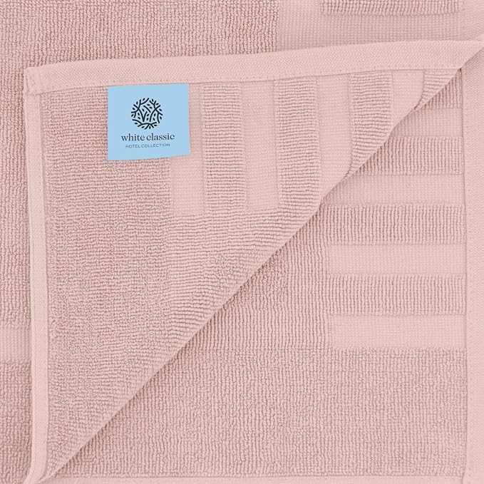 White Classic Luxury Bath Mat Floor Towel Set - Image 5