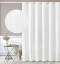 Gibelle Long Shower Curtain 72 x 78, Tall 3D Embossed Textured White Fabric by Gibelle