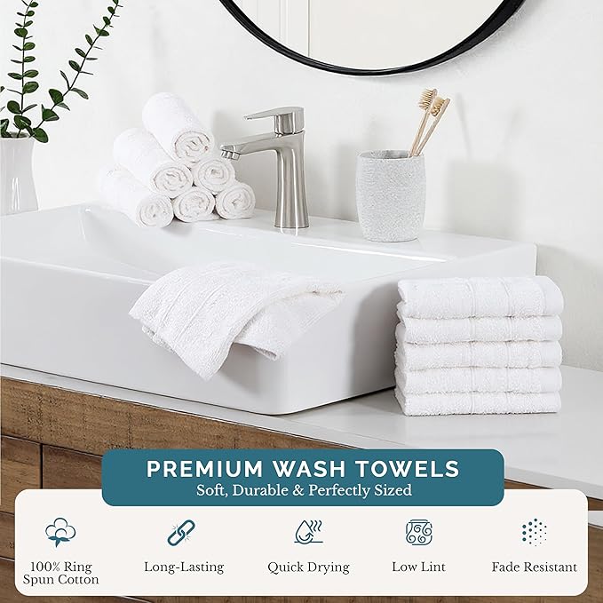 Casa Platino 100% Cotton Washcloths 12 Pack - Image 2