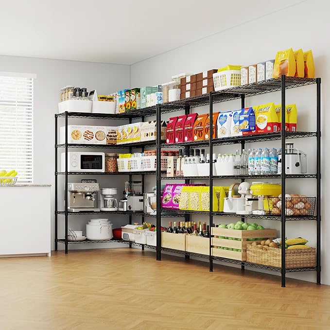 5 Tier Storage Racks Shelving, Heavy Steel Pantry Shelves, Adjustable Wire - Image 8