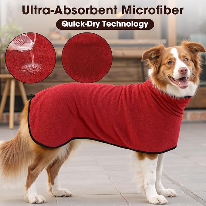 Microfibre Dog Bathrobe Towel Wrap Super Absorbent Dog Drying Coat Bath Robe - Image 5