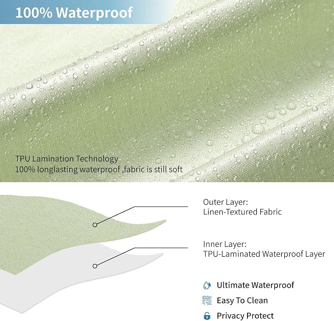 2-in-1 Waterproof Extra Long Fabric Shower Curtain or Liner, Linen Textured - Image 5