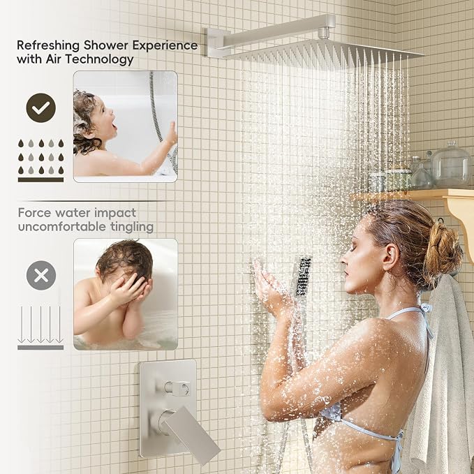 Brushed Nickel Shower System, Shower Faucet Set - Image 3