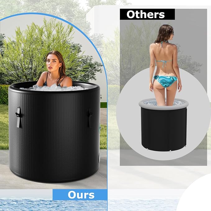 Goplus 79 Gal Ice Bath Tub for Athletes, Inflatable Cold Plunge Tub w/Multiple - Image 8