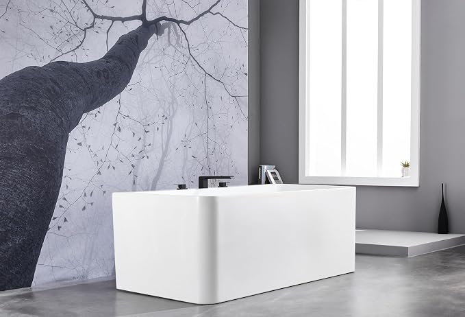 SITGES Minimalist Square-Shaped Bathtub Faucet, 2-Handle Widespread Roman Tub - Image 3