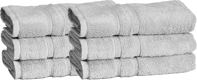 Mosobam Luxury Turkish Set of 6 Hand Towels 16X30 Light Grey 700 GSM Bamboo by Mosobam