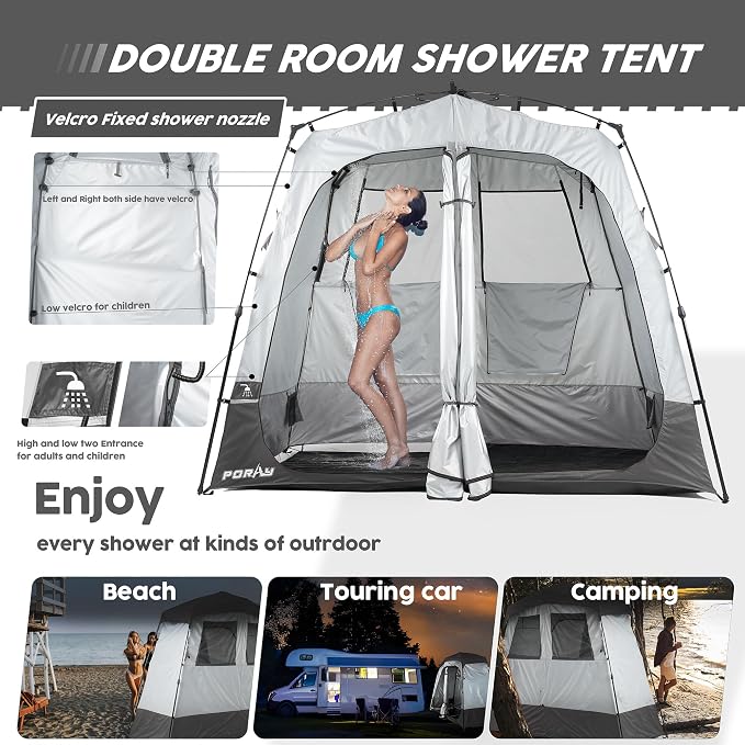 Camping Shower Tent Deluxe Changing Room Easy Set Up Privacy Shelter, Large - Image 2
