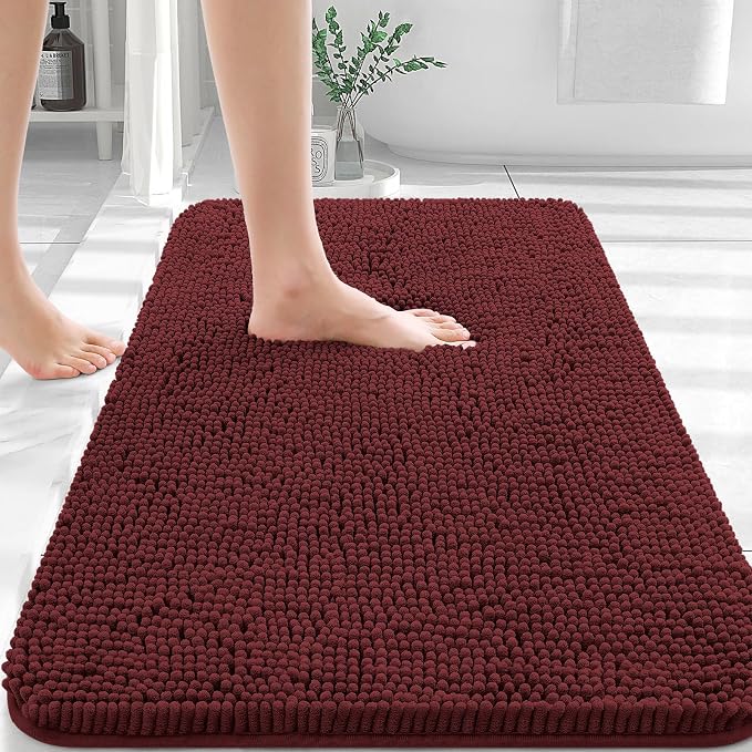 OLANLY Bathroom Rugs 30x20, Extra Soft Absorbent Chenille Bath Rugs, Rubber by OLANLY