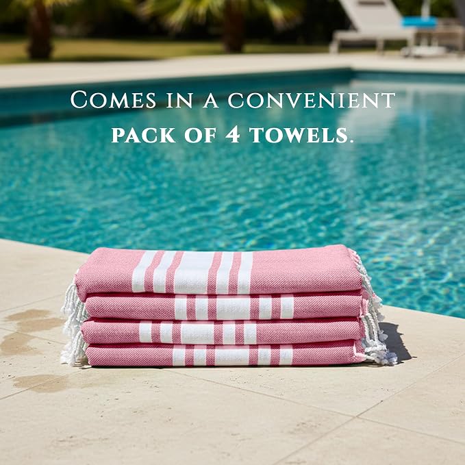 Turkish Cotton Beach Towel Pack of 4 & 1 Boho Tote Bag - Image 5
