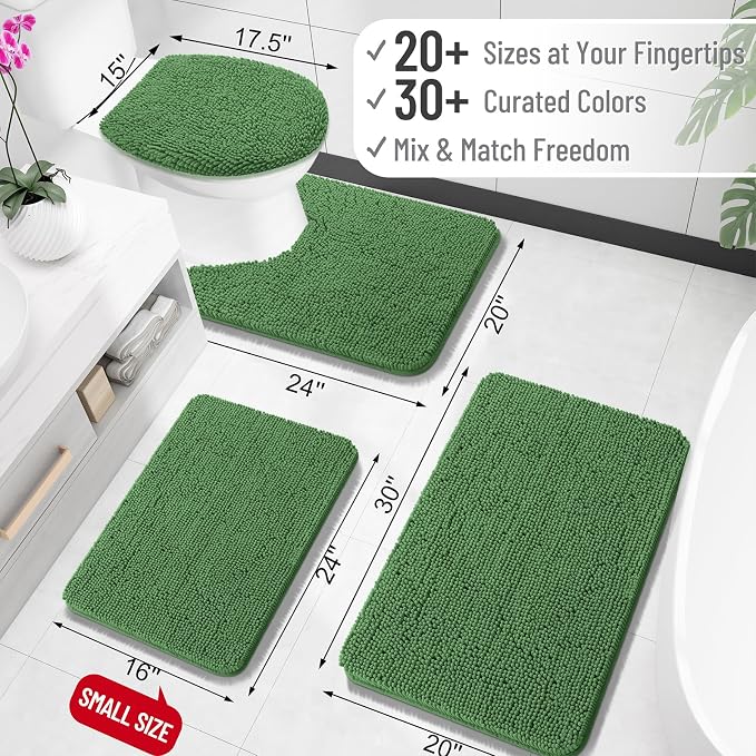 OLANLY Bathroom Rugs 30x20, Extra Soft Absorbent Chenille Bath Rugs, Rubber - Image 2