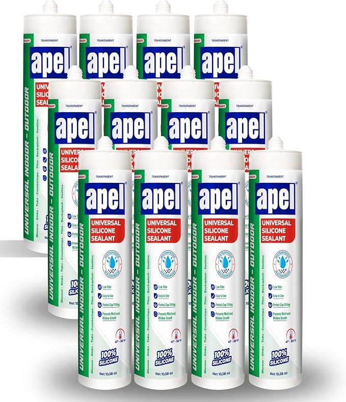 apel All Purpose Clear Silicone Sealant Waterproof, 100% Silicone Caulk by MitreapelCAGlue-Activator