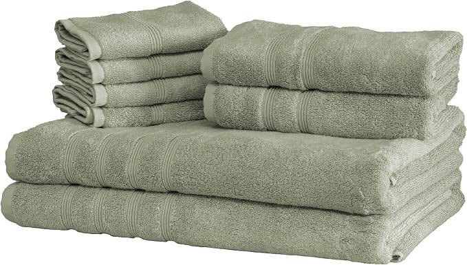 Mosobam Luxury Turkish 8pc XL Towel Set 35X70 16X30 13X13 Seagrass Green 700 by Mosobam