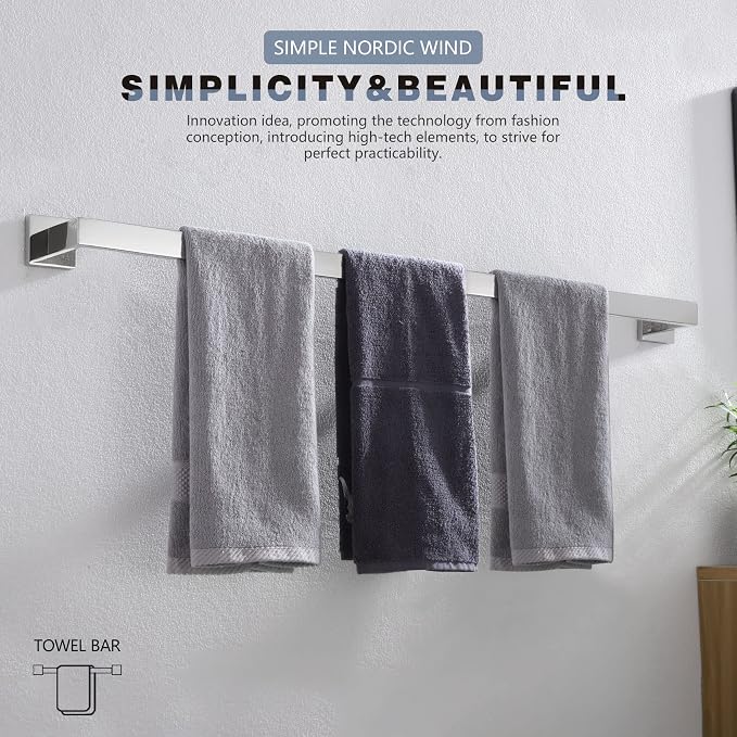 KOKOSIRI 36-Inch Single Towel Bar, Bathroom Kitchen Towel Holder, Wall Mounted - Image 6