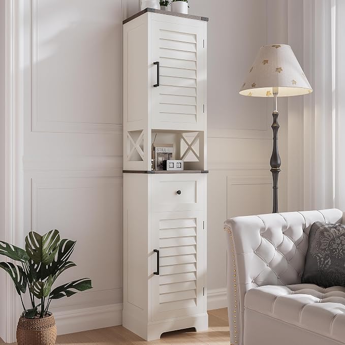 ChooChoo Farmhouse Storage Cabinet, Tall Bathroom Storage Cabinet - Image 4