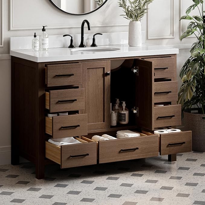 ARIEL Cambridge 49 Inch Single Oval Sink Bathroom Vanity - Image 2