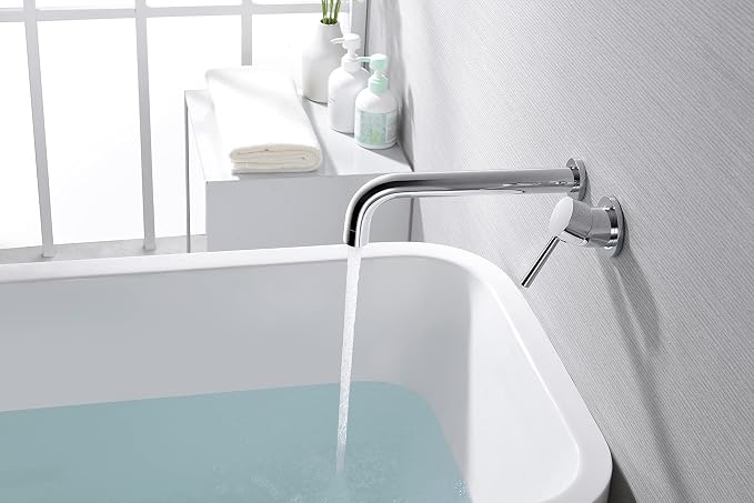SUMERAIN Tub Filler Wall Mount Bathtub Faucet Extra Long Spout, Single Handle - Image 4