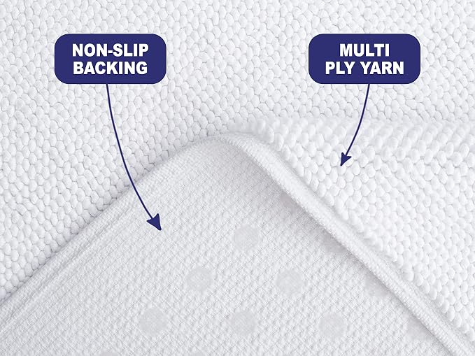 American Soft Linen Bath Rug, 20 in 34 in 100% Cotton Bath Mats Rugs - Image 2