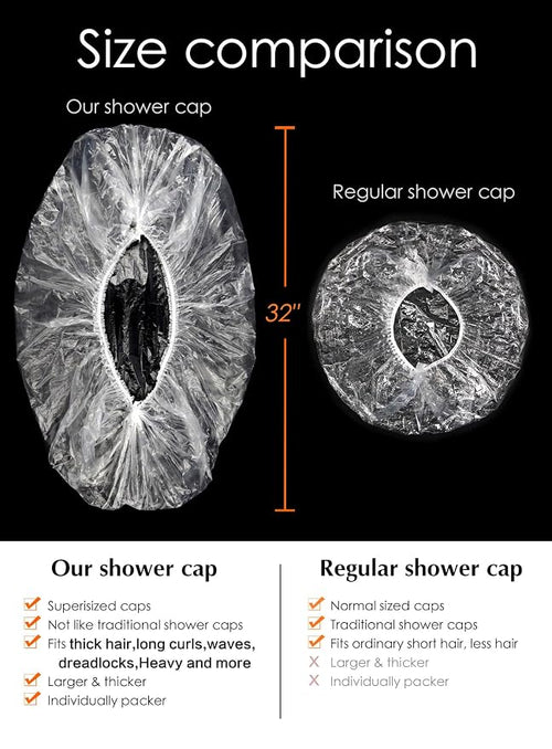 100Pcs XXL Oversized Disposable Plastic Shower Cap - Image 2