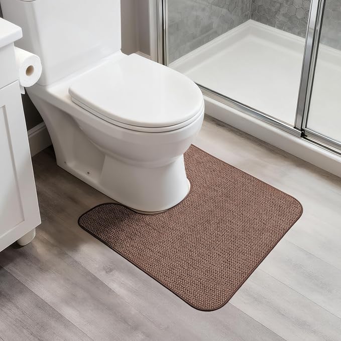 Toilet Rugs U Shaped Bathroom Rug, Machine Washable Non Slip Quick Dry Super by BosapDirect