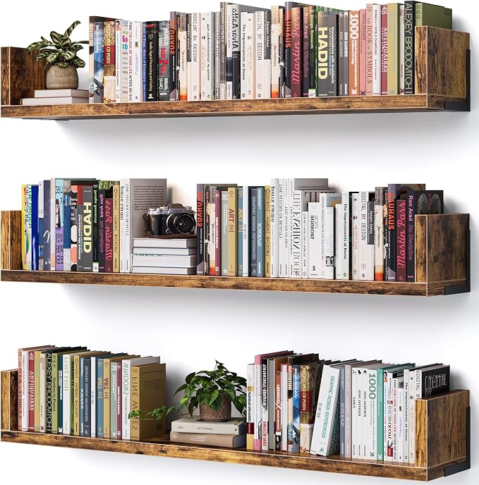 Wall Bookshelf, 36 Inches U Shaped Wall Shelves, Long Deep Floating Shelves by Unknown