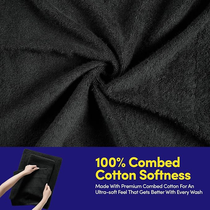 Bath Towels 8 Piece Towel Set – 100% Combed Cotton – Bath + Hand + Washcloths – - Image 3