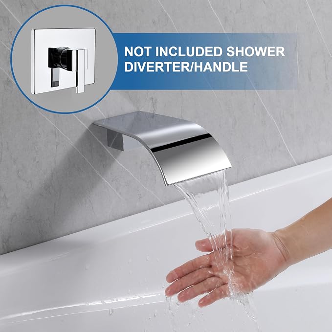 Chrome Waterfall Tub Spout Wall Mount Bathtub Faucet - Image 7