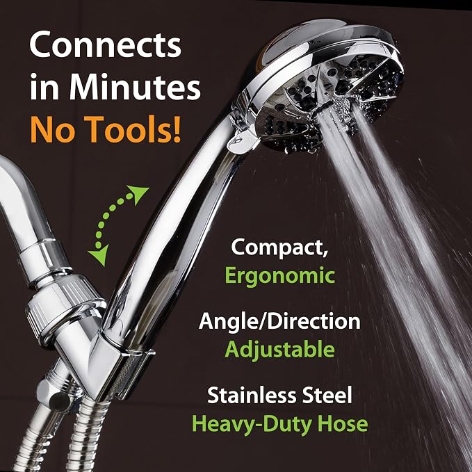 AquaDance High Pressure 6-Setting 3.5" Chrome Face Handheld Shower - Image 5
